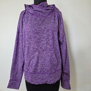 Lucy Active Womens Cowl Neck Pullover Sweatshirt Purple Size L